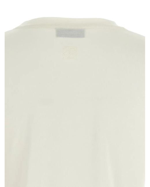 Magda Butrym White Crochet-Hem Crew-Neck T-Shirt