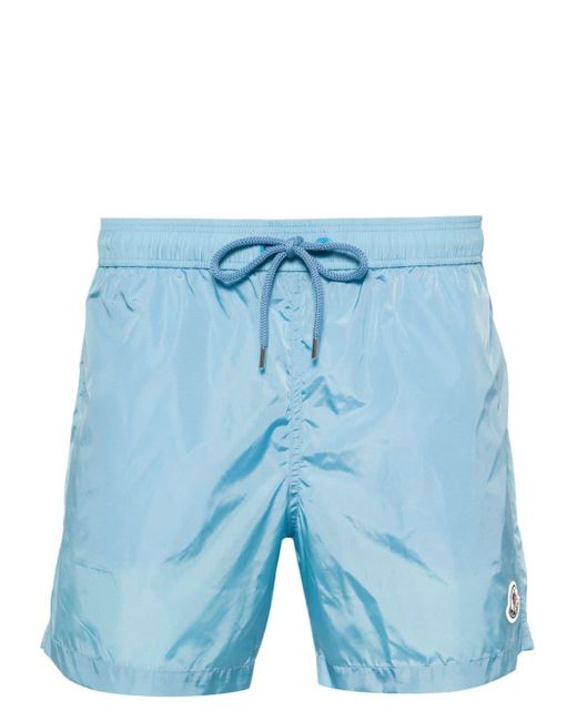 Moncler Blue Logo-patch Swim Shorts for men