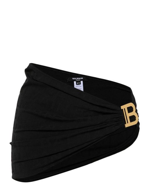Balmain Black Logo-jacquard Beach Cover-up