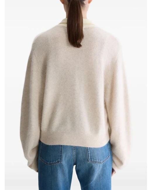 Bellerose White Button-Up Collared Sweater