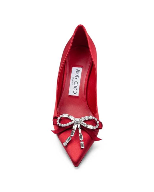 Jimmy Choo Red Auria 70 Bow Pumps