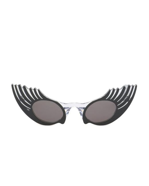 Marni Black Oval Eyelash-Effect Sunglasses