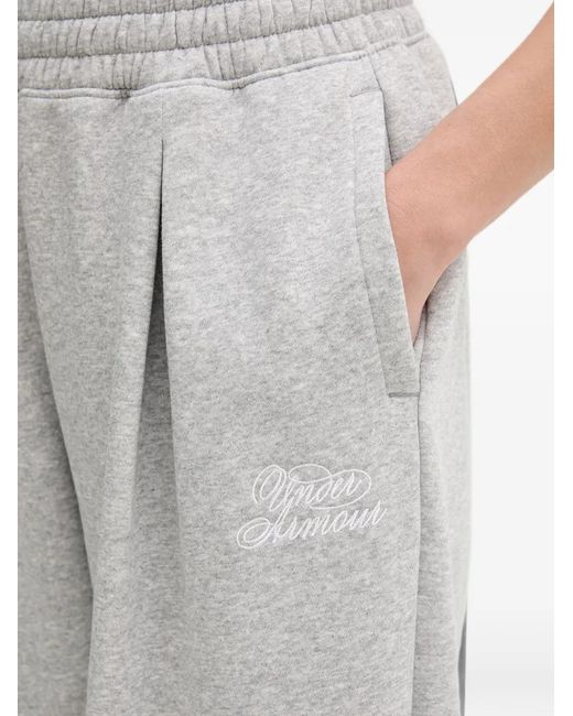 Under Armour Gray Rival Fleece Script Pleated Wide-Leg Track Pants