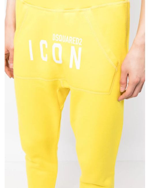DSquared² Yellow Icon-Print Track Pants for men