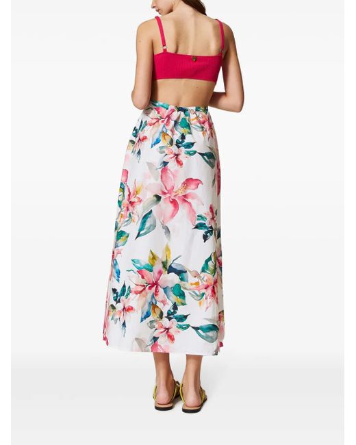 Twinset White Printed Maxi Dress