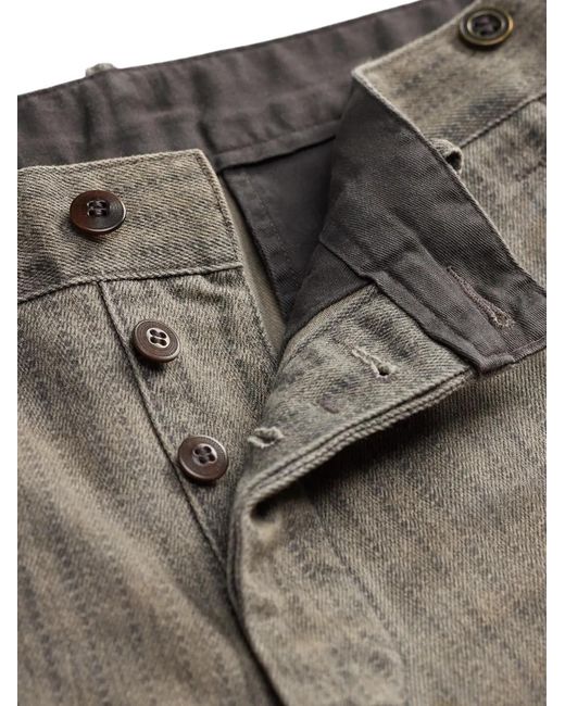 RRL Gray Herringbone-Pattern Cotton Trousers for men