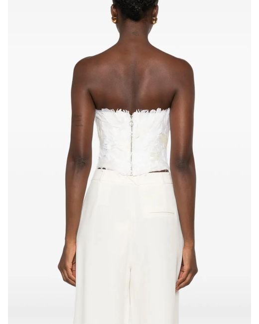 Vestiaire d'un Oiseau Libre White Feather-Embellished Corset