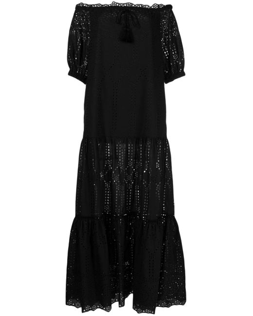 ERMANNO FIRENZE Black Off-shoulder Lace-detail Dress