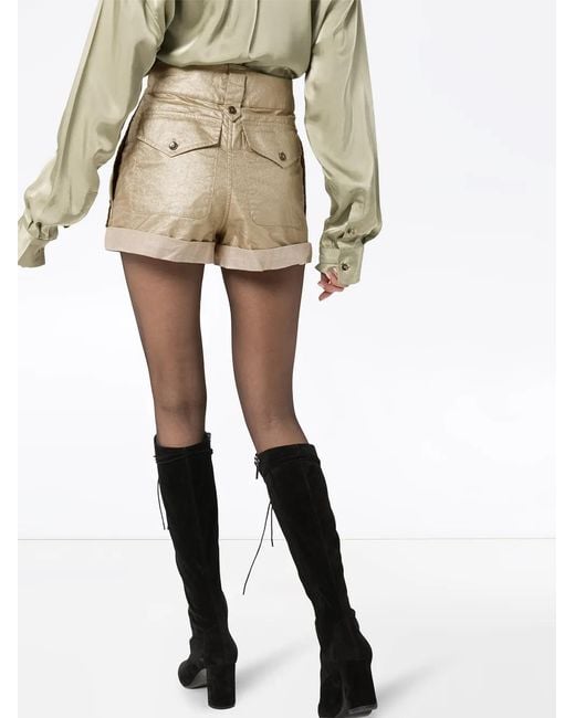 Saint Laurent Multicolor Coated Linen Shorts