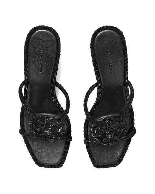 Tory Burch Black Miller Pave Bombe Sandals