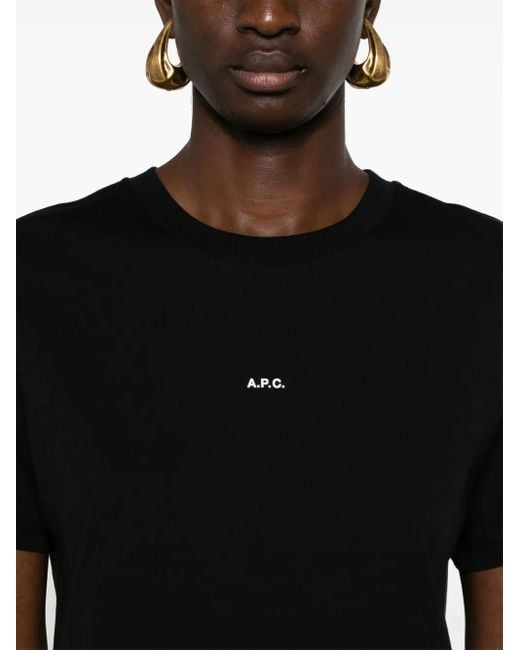 A.P.C. Black Logo-Print Cropped T-Shirt