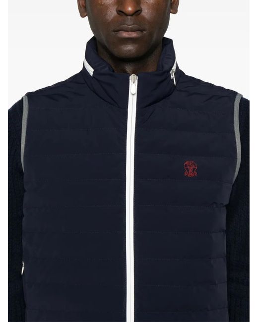 Brunello Cucinelli Blue Nylon Down Vest for men