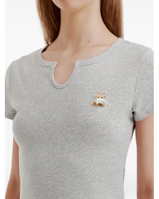 B+ AB Gray Embroidered-Patch T-Shirt