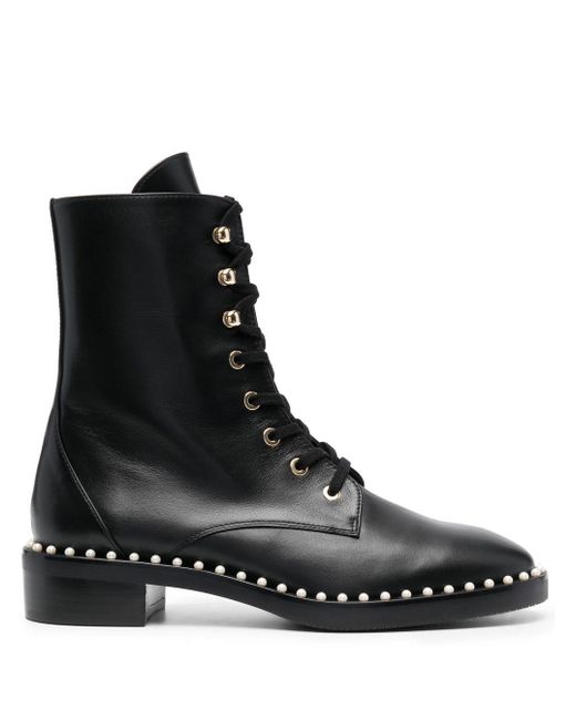 black pearl embellished ankle boot