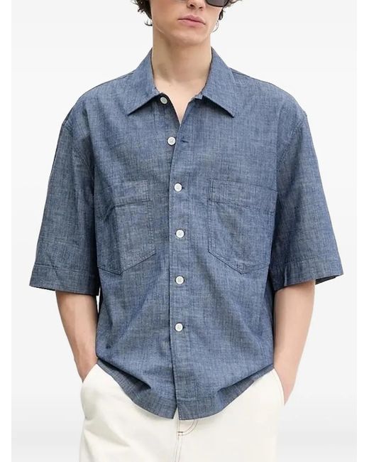 Camicia A Maniche Corte Con Taschino di sunflower in Blue da Uomo