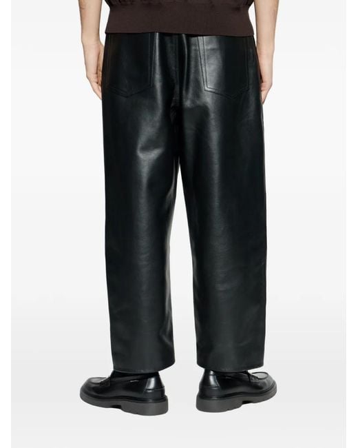 Jil Sander Black Leather Pack-Pocket Trousers for men