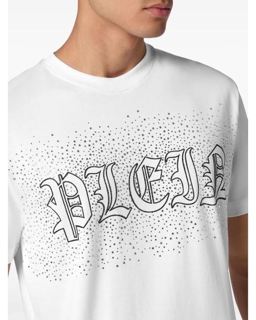 Philipp Plein White Logo-Embellished Cotton T-Shirt for men