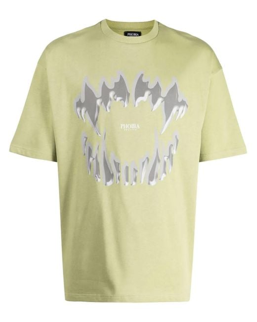 Phobia Yellow Demon Bite-Print Cotton T-Shirt for men