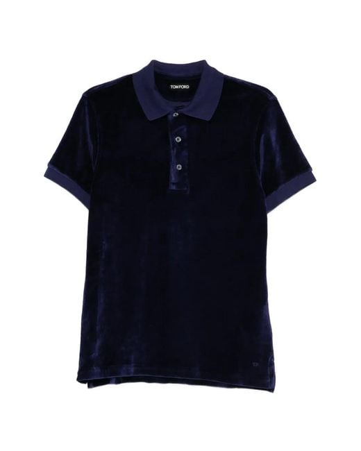 【美品】TOM FORD ネイビーグレー ポロシャツ Tom Ford メンズ ブルー ショートスリーブ ポロシャツ