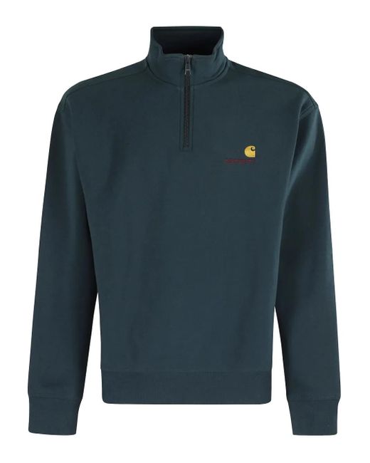 メンズ Carhartt ハーフジップ スウェットシャツ Blue