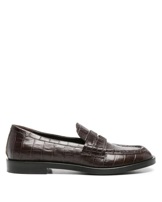 Roberto Festa Black Xander Crocodile-Effect Loafers