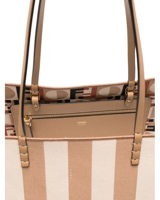 Fendi Natural Große Tote Bag Mit Streifen