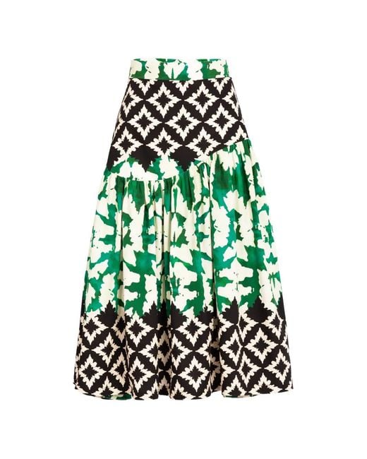 Silvia Tcherassi White Libby Asymmetric-Seam Midi Skirt