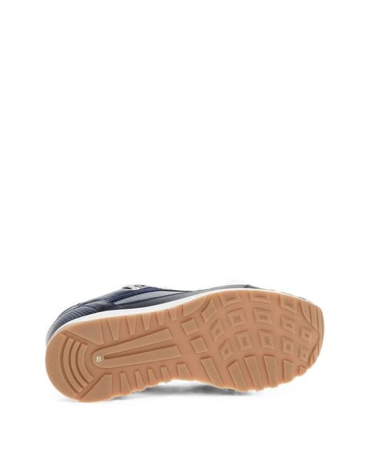 Moorer Blue Hopian Suede-Insert Lace-Up Sneakers for men