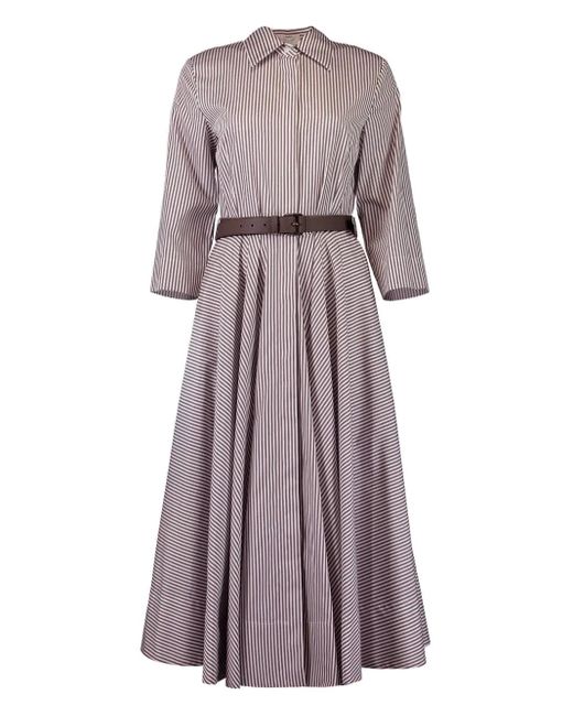 Michael Kors Purple Striped Belted Shirt Dress