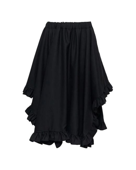Noir Kei Ninomiya Black Ruffled Asymmetric-Hem Skirt