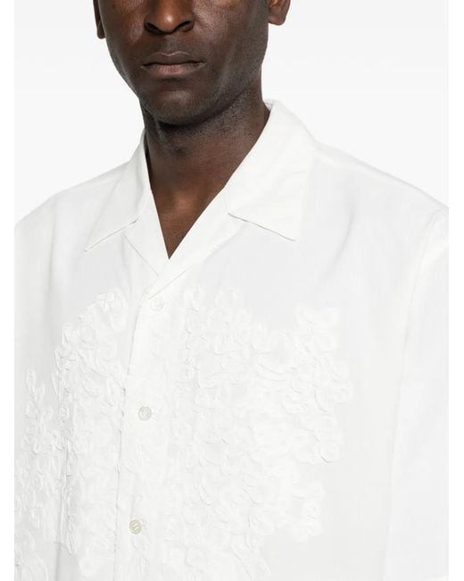 Homme Plissé Issey Miyake White Embroidery Short-Sleeve Shirt for men