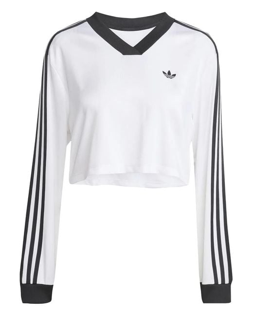 Adidas Black Three-Stripe V-Neck Top