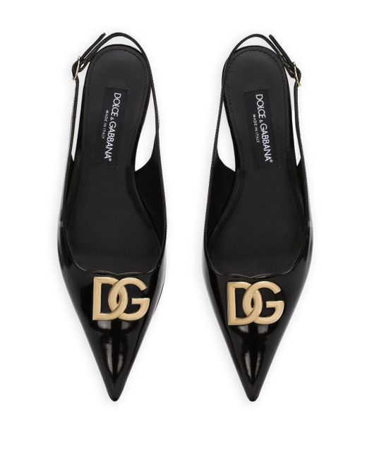 Dolce & Gabbana Slingback Ballet Flats Met Dg -logo in het Black