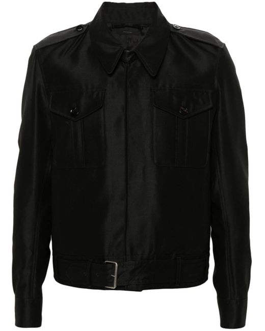 Tom Ford Button-up Military Jacket in het Black voor heren