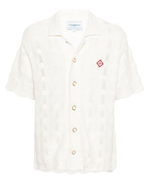 Casablancabrand White Wavy Gradient Crochet Shirt for men
