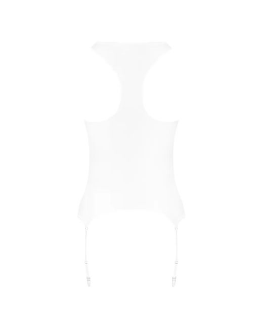 Maison Close White La Femme Amazone Suspenders-Detail Tank Top