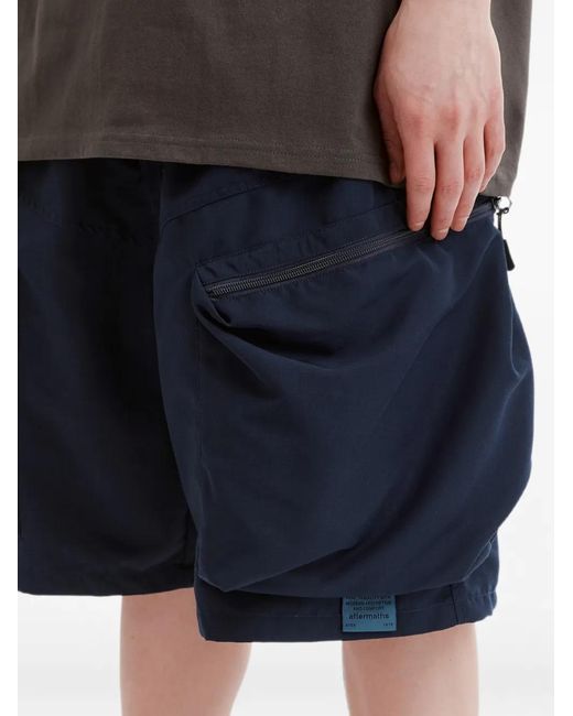 AFTERMATHS Blue Zip-Pocket Shorts for men