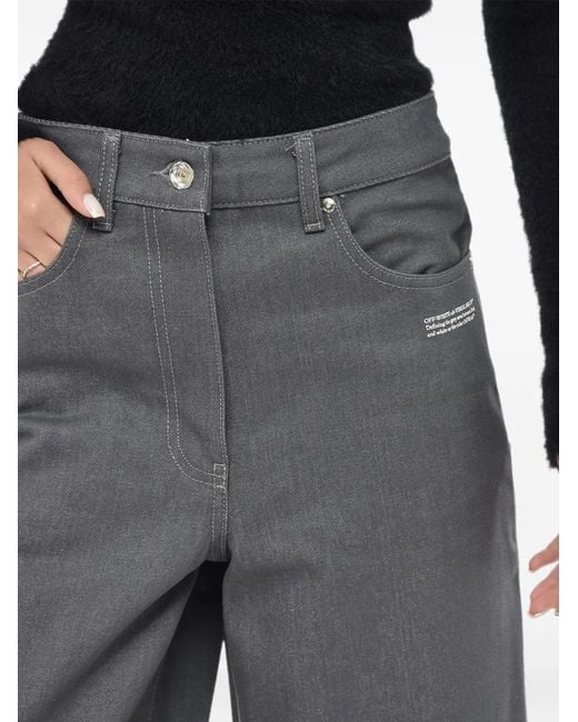 Off-White c/o Virgil Abloh Gray Logo-Detail Five-Pocket Shorts