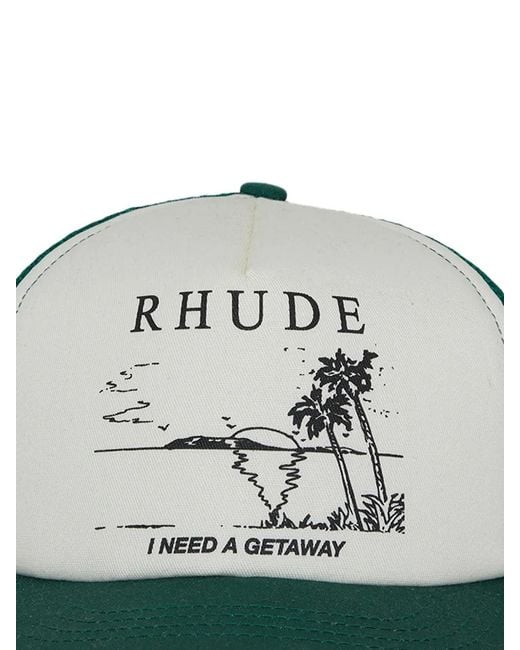 Rhude Green Printed Trucker Hat for men