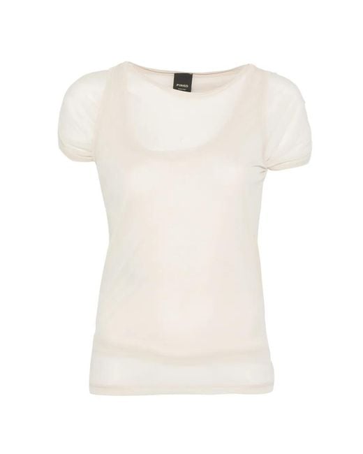 Pinko White Layered-Effect Short-Sleeve T-Shirt
