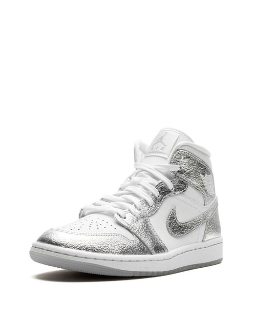 Nike White Air 1 Mid Se "metallic Silver" Sneakers