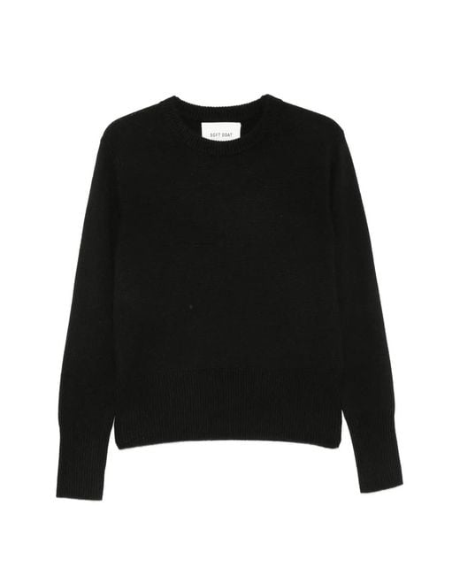 Soft Goat Black Ribbed-Trim Sweater