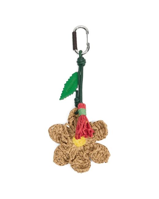 Bimba Y Lola Pink Raffia Paper Flower Keychain