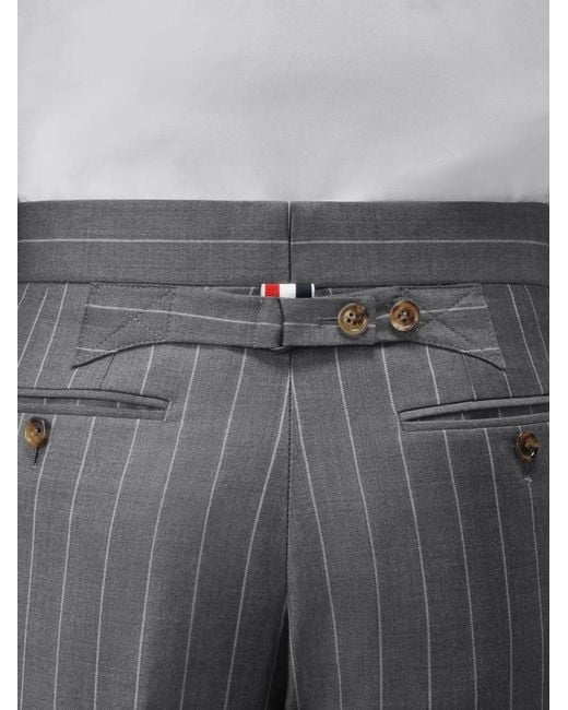 Thom Browne Gray Chalk-Stripe Wool Trousers for men
