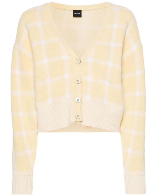 Boss Natural Tartan Knitted Cardigan