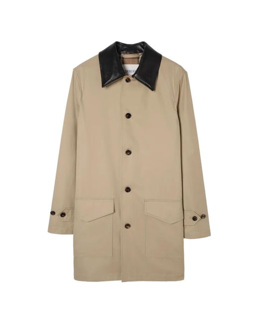 Burberry Natural Meadowbank Contrast-Collar Overcoat for men