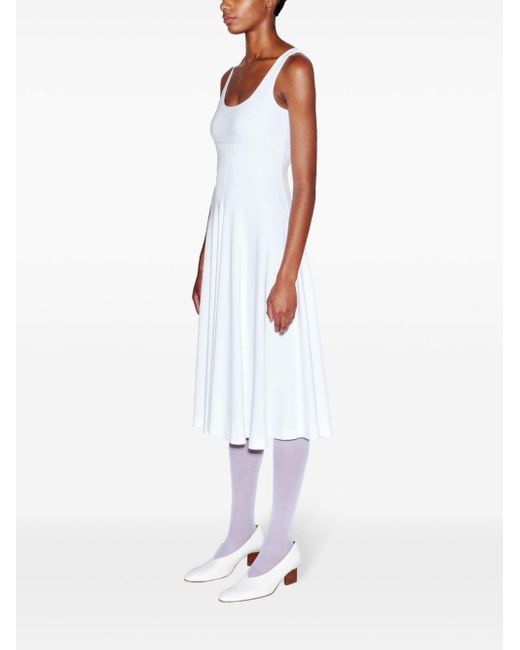 Rosetta Getty White Ausgestelltes Kleid mit U-Ausschnitt