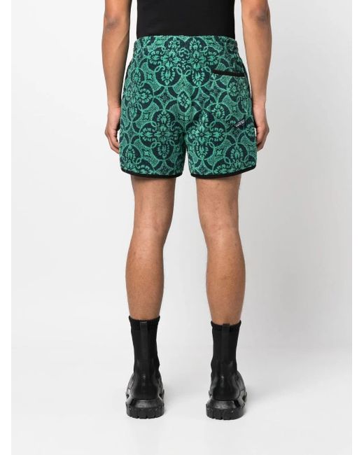MARINE SERRE Green Oriental Towels Track Shorts for men
