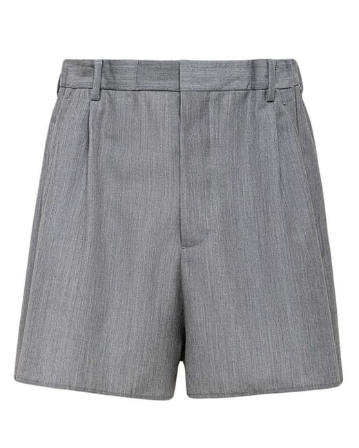 Prada Gray Tailored Wool-mohair Shorts for men