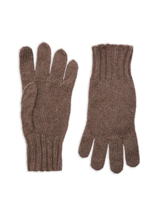 John Smedley Brown Calow Ribbed Gloves for men